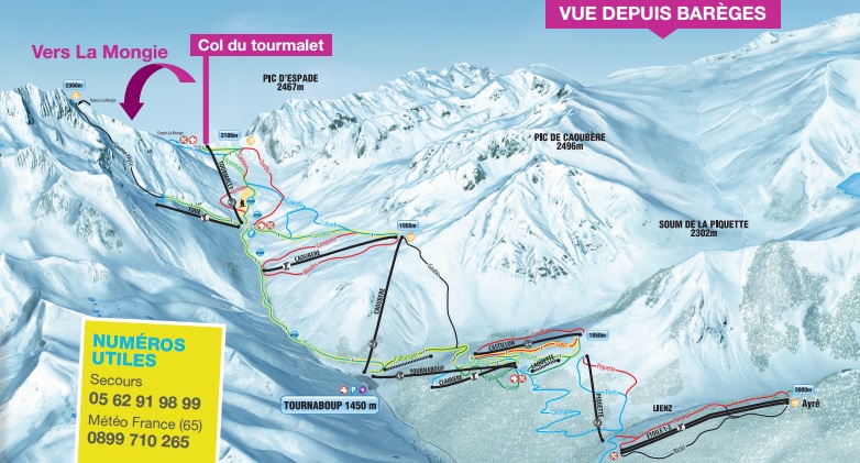 Plan des pistes de ski de Bareges