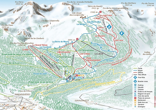 Plan des pistes de la station de ski de Formigueres