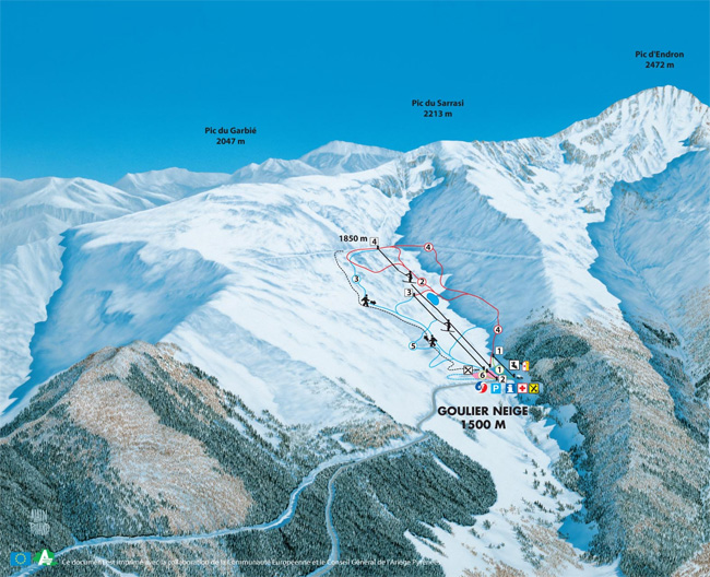 Plan des pistes de petite station des Pyrénées