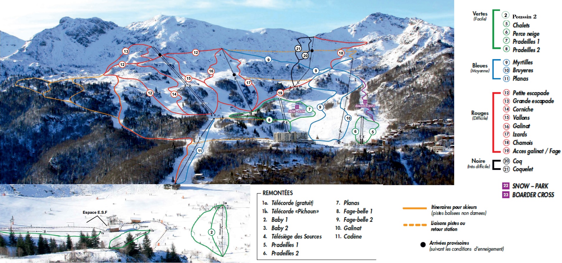 Plan des pistes des Monts d'Olmes