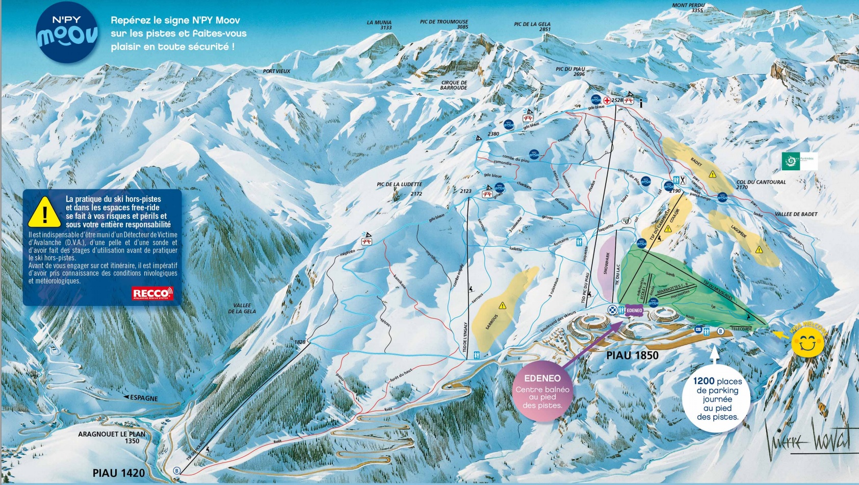 Plan des pistes de Piau Engaly dans les Pyrénées