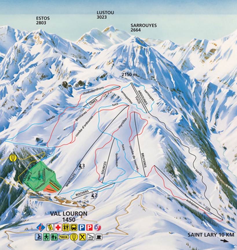 Plan des pistes de la station de Val Louron