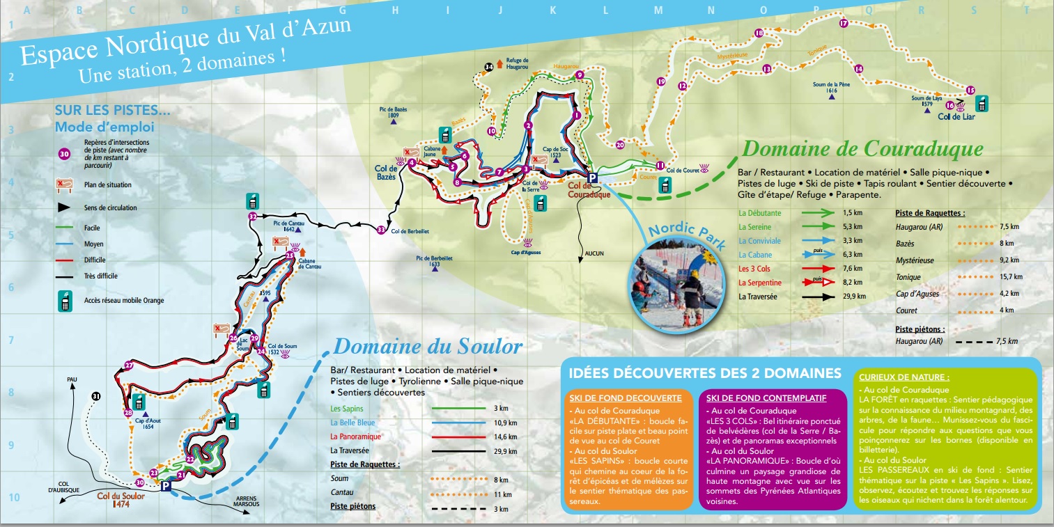 Le val d'Azun plan des pistes de ski de fond Plan du ski de fond à Azun