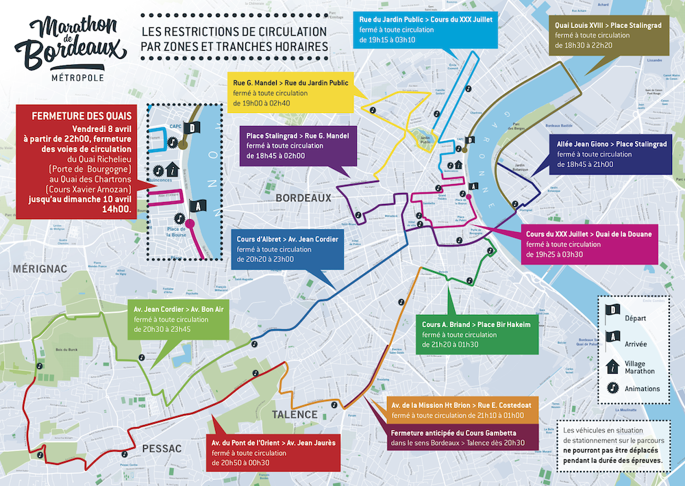Carte et circulation interdite marathon bordeaux 2016
